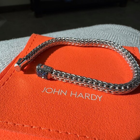 John Hardy Women's Classic Chain  6.5mm Icon Bracelet Sapphire Blue Gemstones - Picture 9 of 15